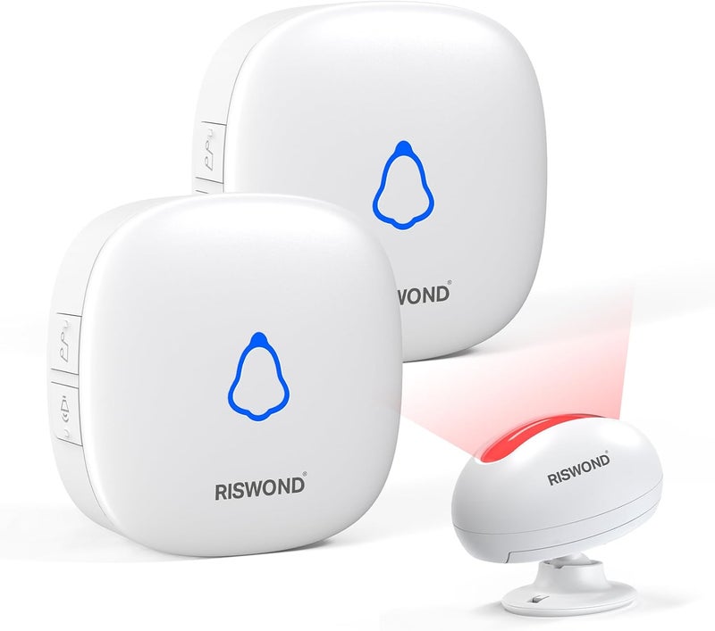 AMHEY Wireless Motion Sensor Door Chime: Business Entry Doorbell Indoor Motion Detector Alarm Buzzer Store Entrance Alert Bell (1000Ft Range, 32 Tunes, 5 Level Volume) 1 sensors 2 Receiver - Image 1